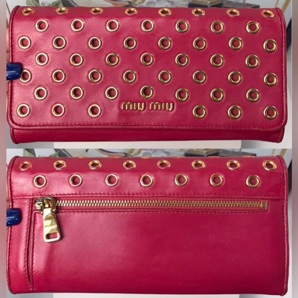 Miu Miu Nappa Vele Azalea Leather Continental Wallet 😍🔥GUC - Picture 2 of 5
